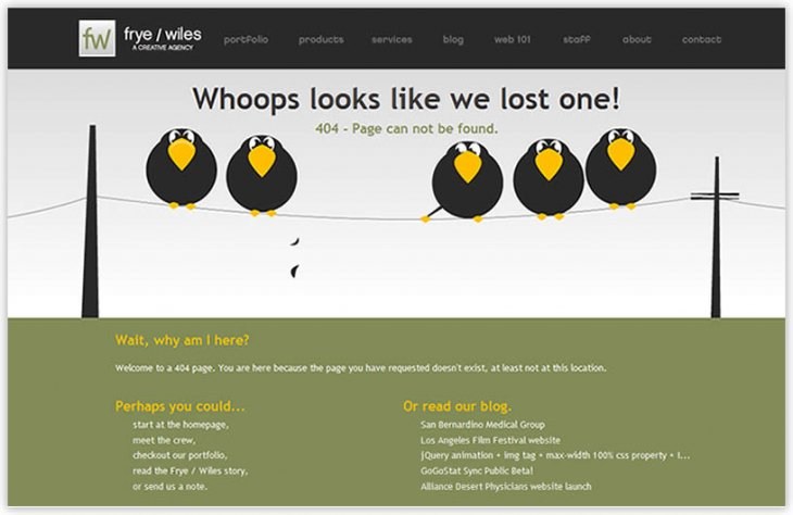 Frye/ Wiles Custom 404 Web Page 